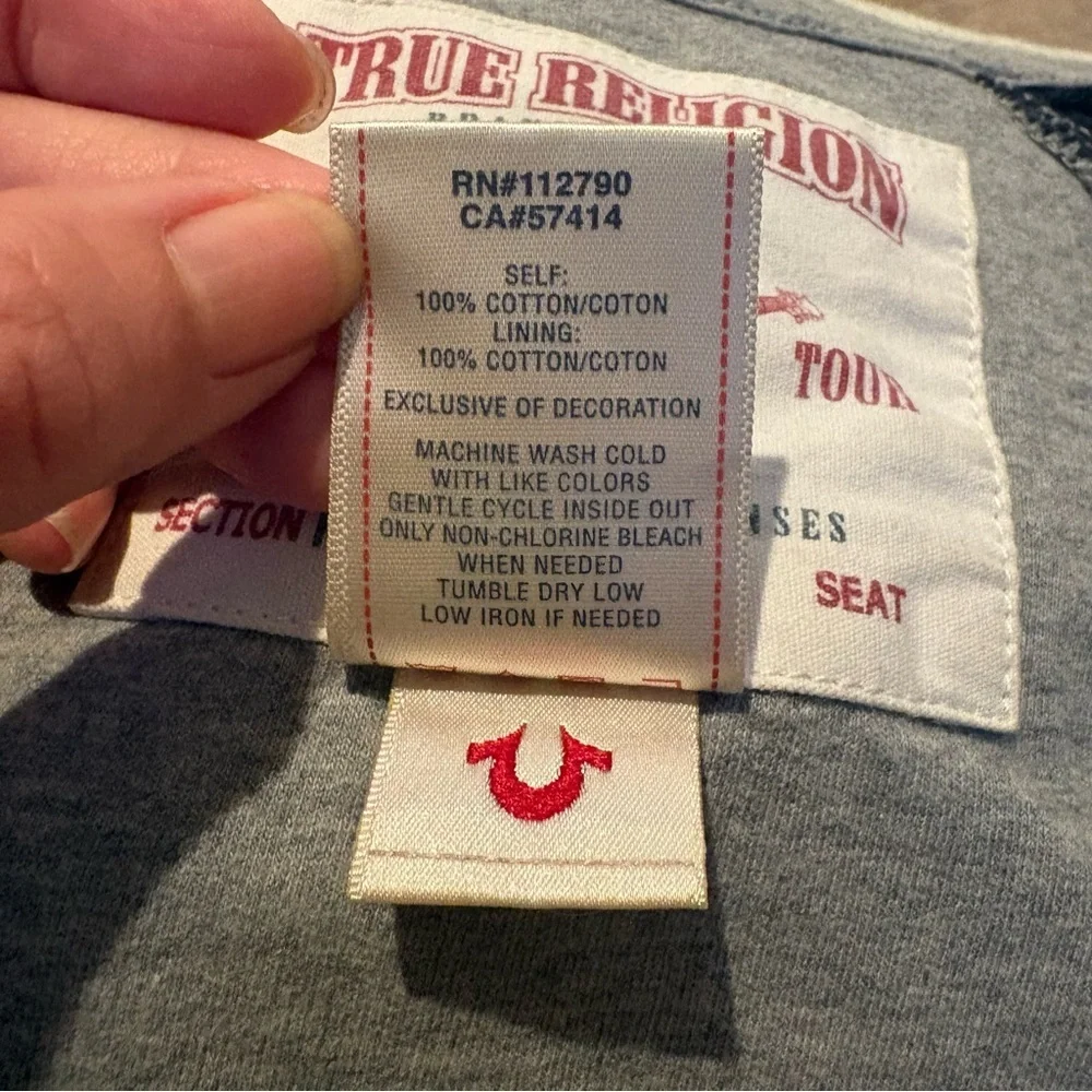 Vintage TRUE RELIGION Men Y2K Rainbow Hoodie Zipped Jacket Size XL